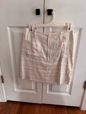 Maeve Cream Button-Front Mini Skirt